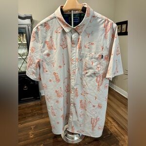 William Murray Golf Texas & Tito’s Men's Shirt with Orange Print Size L